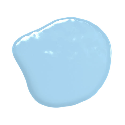 Swatch of Colour Mill Baby Blue Oil Blend food coloring showing a soft, pastel blue with a smooth glossy finish