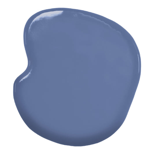 Swatch of Colour Mill Denim oil-based food coloring in a muted mid-blue tone.