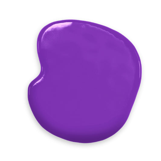 Swatch of Colour Mill Purple Oil Blend food coloring showing rich, glossy violet pigment on a white background
