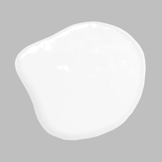 White oil-based food coloring swatch – smooth blob of Colour Mill White showing glossy, bright pigment on a grey background