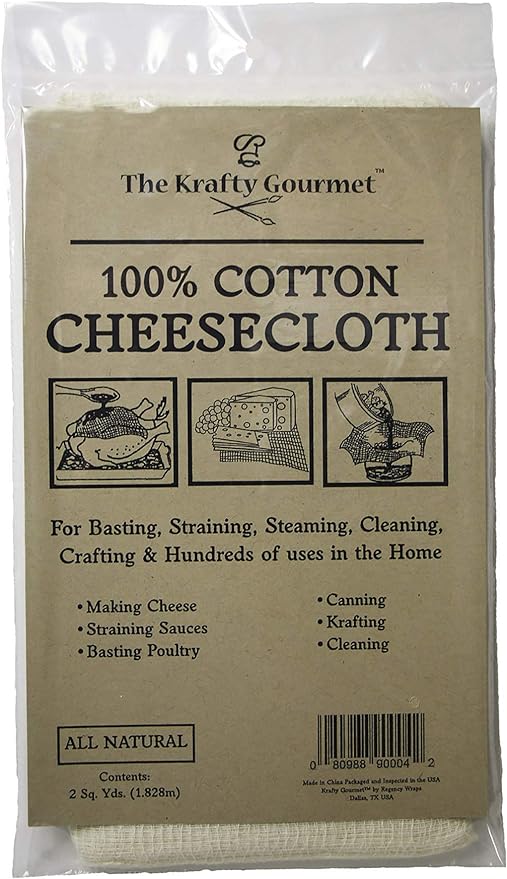 Pack of The Krafty Gourmet 100% cotton cheesecloth for basting, straining, steaming, and cleaning.