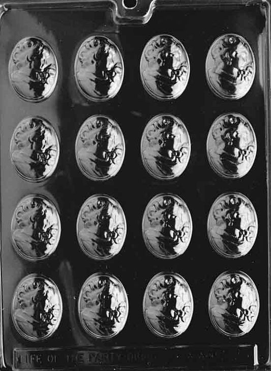 Small oval chocolate mold with cameo silhouette