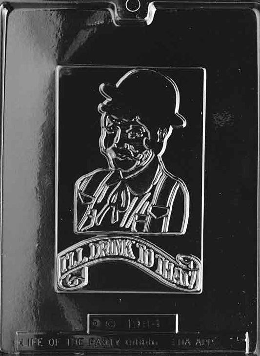 Chocolate mold with celebratory phrase and glasses