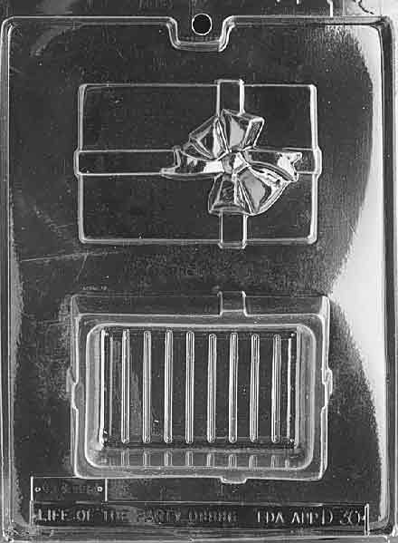 Large chocolate mold shaped like a present with bow