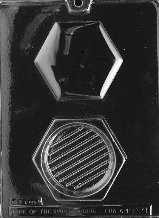 Chocolate mold shaped like a hexagon gift box
