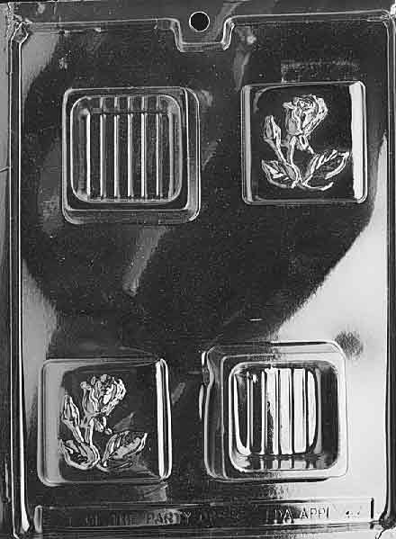 Chocolate mold shaped like a rose-topped box