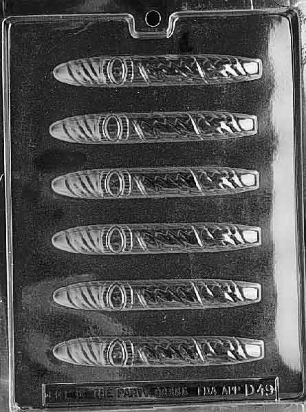 Chocolate mold shaped like a cigar
