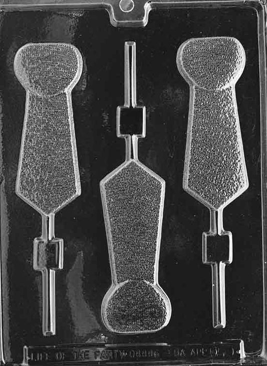 Chocolate lollipop mold shaped like a tie