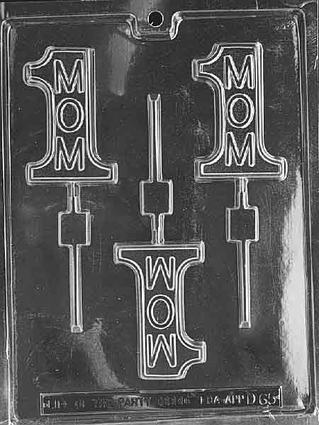 Chocolate lollipop mold with "#1 Mom" message