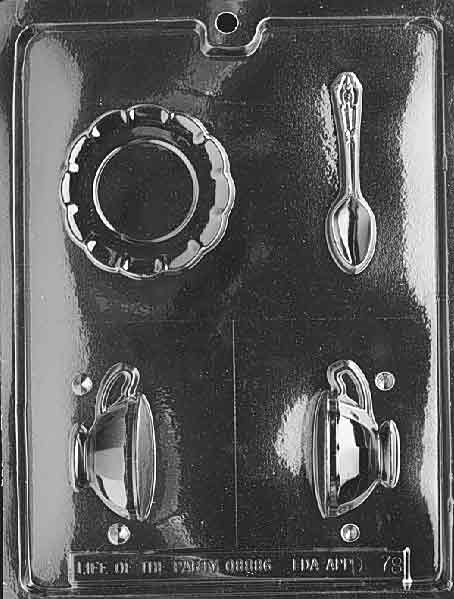 Chocolate mold set of tea cup, saucer, and spoon