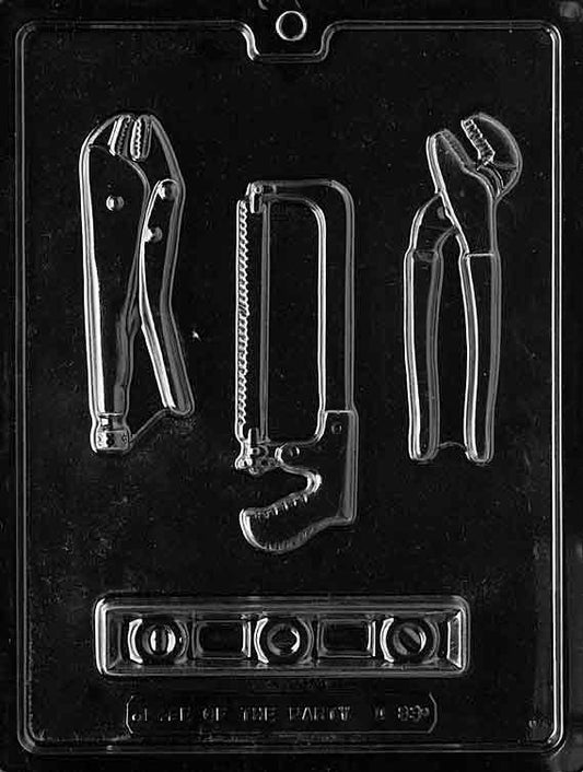 Assorted tool shapes in a chocolate mold