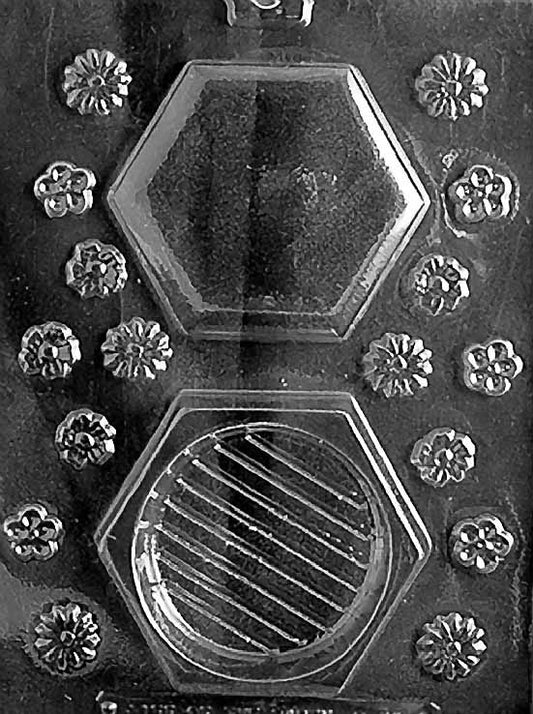 Chocolate mold with a floral hexagon design