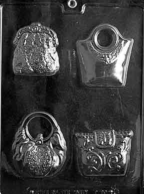 Set of four purse-shaped chocolate molds