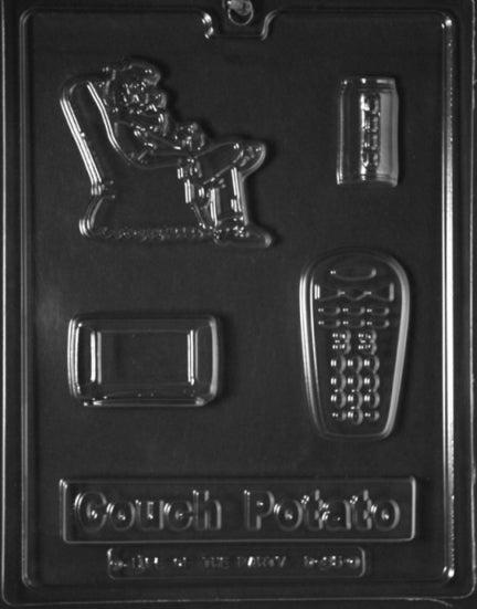 Humorous chocolate mold set featuring couch and TV items