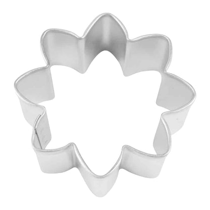 Tin-plated steel Daisy Cookie Cutter, 2.25 inches, featuring a floral shape with rounded petals.