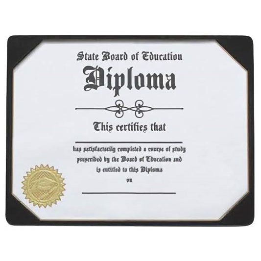Black-bordered diploma cake topper with a gold seal, indicating completion of educational achievement, ideal for graduation-themed cakes.