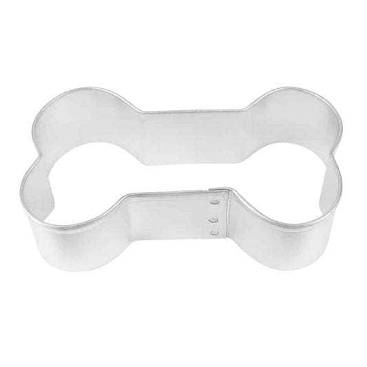 Metal dog bone-shaped cookie cutter with rounded edges for making fun pet-themed treats.