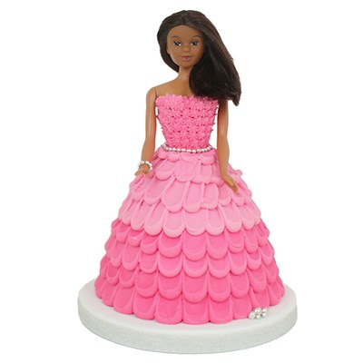 Emily PME Doll Pick in cake, featuring brunette hair and a pink cake dress.