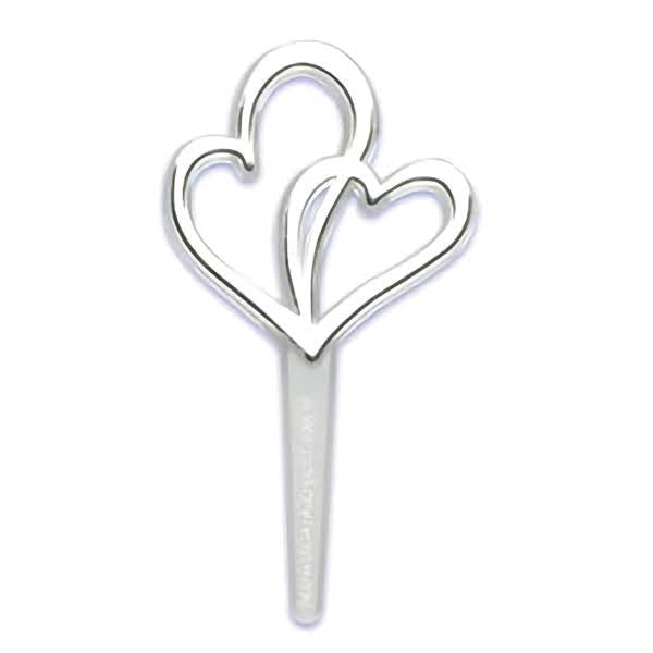 Pack of 12 silver double-heart cupcake picks, a sweet embellishment for wedding, Valentine’s Day, or engagement party treats, symbolizing love and togetherness.