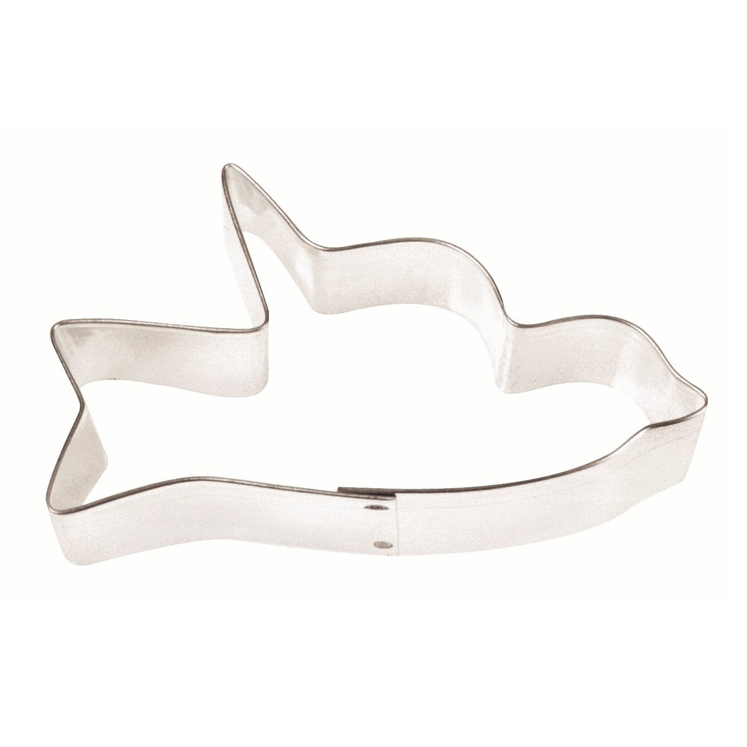 Silver dove-shaped cookie cutter, 3 inches in size, ideal for creating bird-themed cookies.