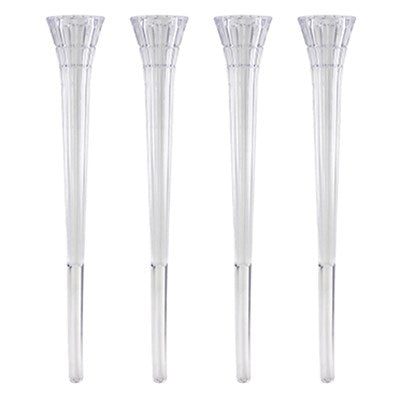 Set of four PME 7-inch spiked cake dowel pillars in clear plastic, ideal for tiered cake support and decoration.