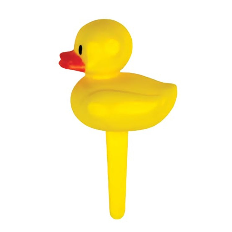 Yellow duck-shaped cupcake pick, perfect for baby shower decorations and bakery supplies.