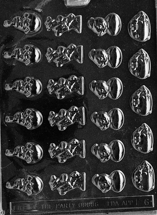 Mini mold with rooster and spring shapes. Designed for chocolate crafting and candy boxes.