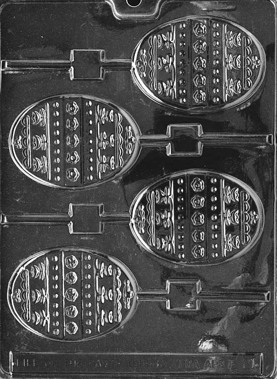 Large oval egg-shaped mold with lollipop stick slot. Smooth surface for custom decoration.