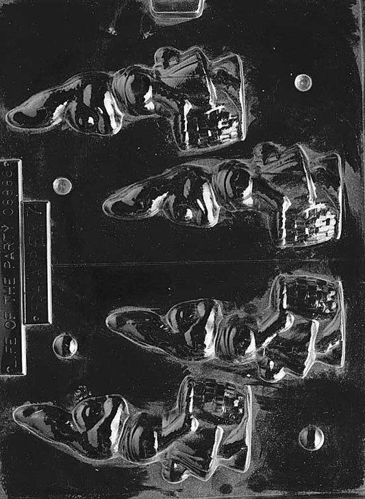 Chocolate mold of girl bunny holding a basket with detailed dress.