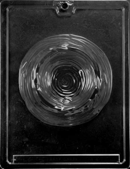 Large round nest-shaped chocolate mold with textured depth for fillings.