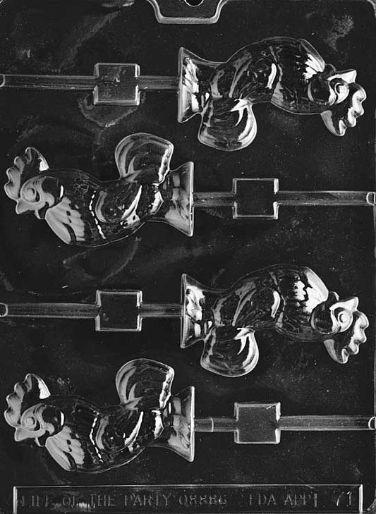 Rooster-shaped chocolate mold designed for Lollipop-style treats.