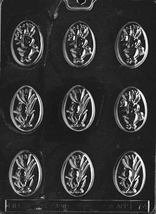 Small chocolate mold of duck holding a flower, perfect for seasonal candies.