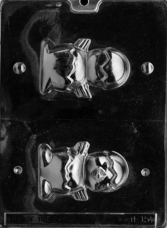 Chocolate mold shaped as a chick breaking out of an egg.