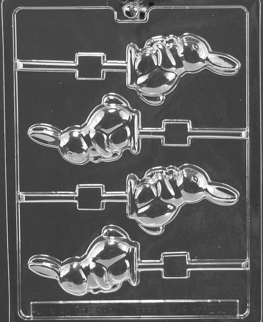 Chocolate Lollipop mold of bunny holding carrot.