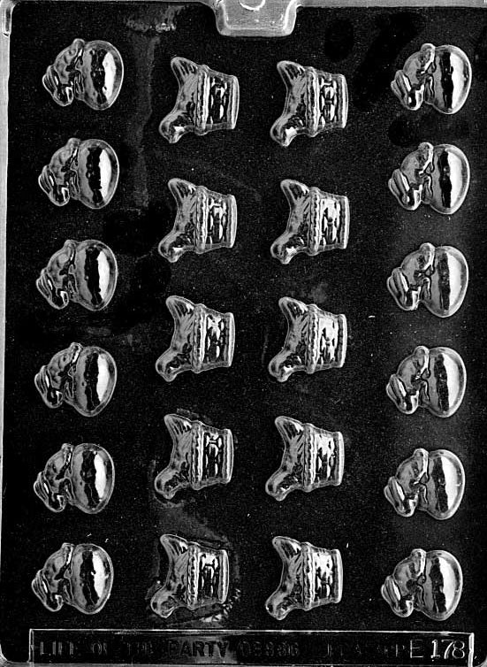 Bite-Sized Chicks in Basket mold E178, small basket with chick heads peeking out; shallow 1/4 depth.
