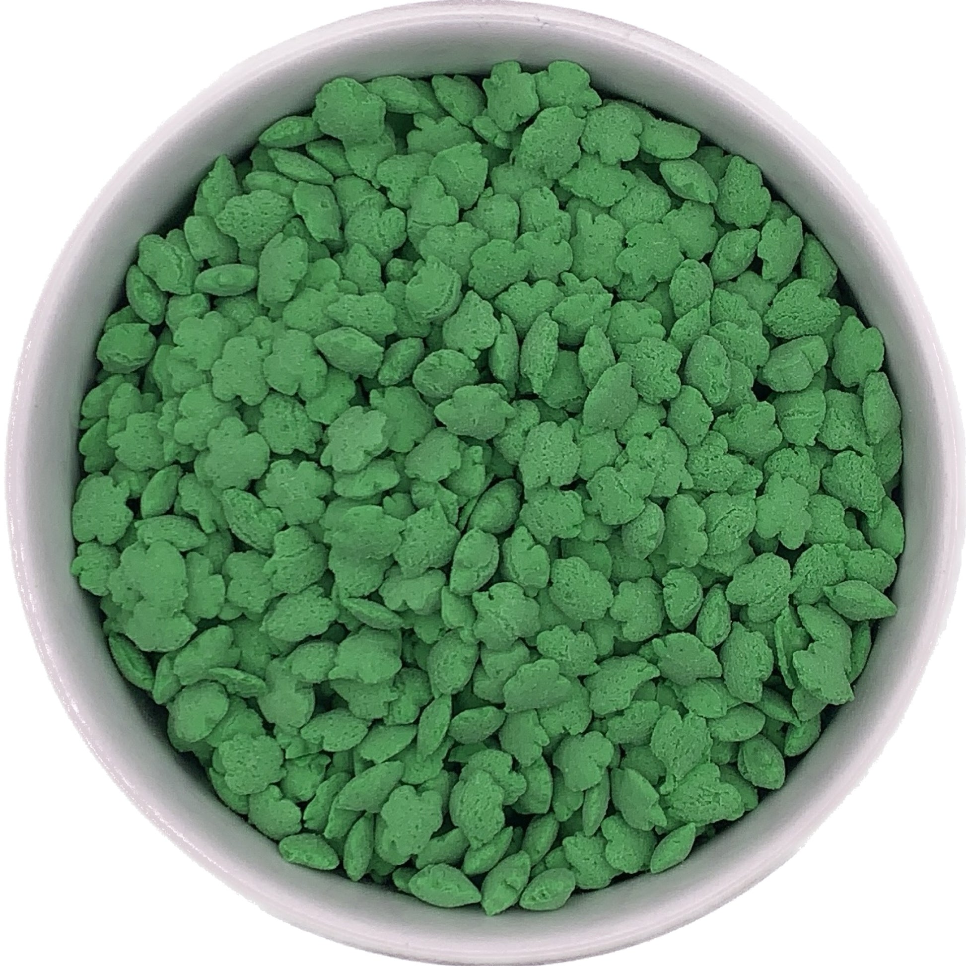 Green Shamrock Shaped Sprinkles in a Bowl