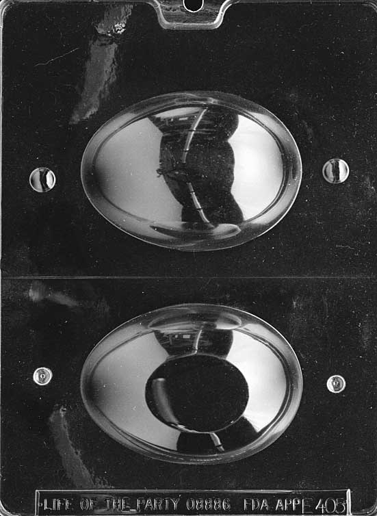 1/2 LB EGG mold forming flat-bottomed large chocolate egg.