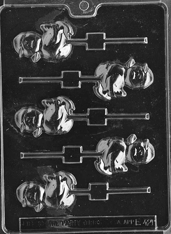 DUCK WITH CAP Lollipop mold with small duck wearing cap, made for chocolate pops.