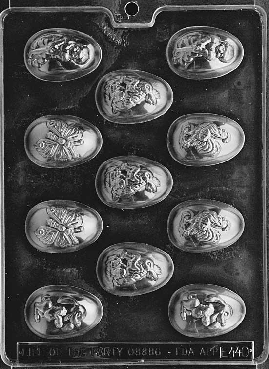 ASSORTED EGGS mold with multiple egg shapes featuring unique textures.