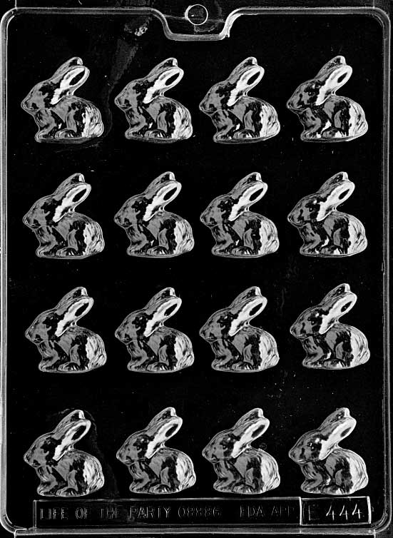 BITE SIZE BUNNIES mold showing multiple tiny bunny chocolate shapes.