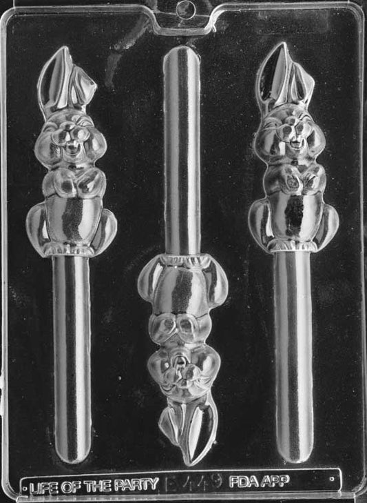 BUNNY PRETZEL mold showing cavity for pretzel rod with bunny shape overlay.