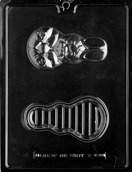 RABBIT POUR BOX mold showing bunny-shaped chocolate designed to hold candy inside.