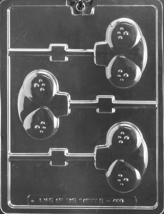 BUNNY CHEEKS Lollipop mold featuring bunny face with rounded cheeks and teeth detail.