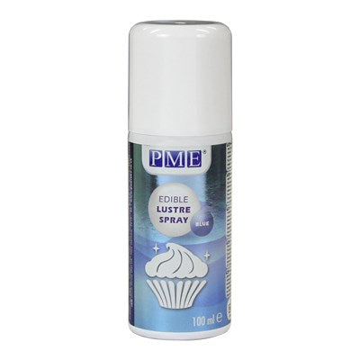 PME Edible Lustre Spray in blue, a 100ml can with a white cap and product label.