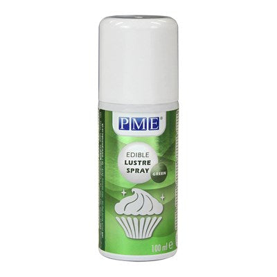 PME Edible Lustre Spray in green, a 100ml can with a white cap and product label.