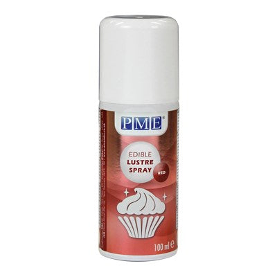 PME Edible Lustre Spray in red, a 100ml can with a white cap and product label.