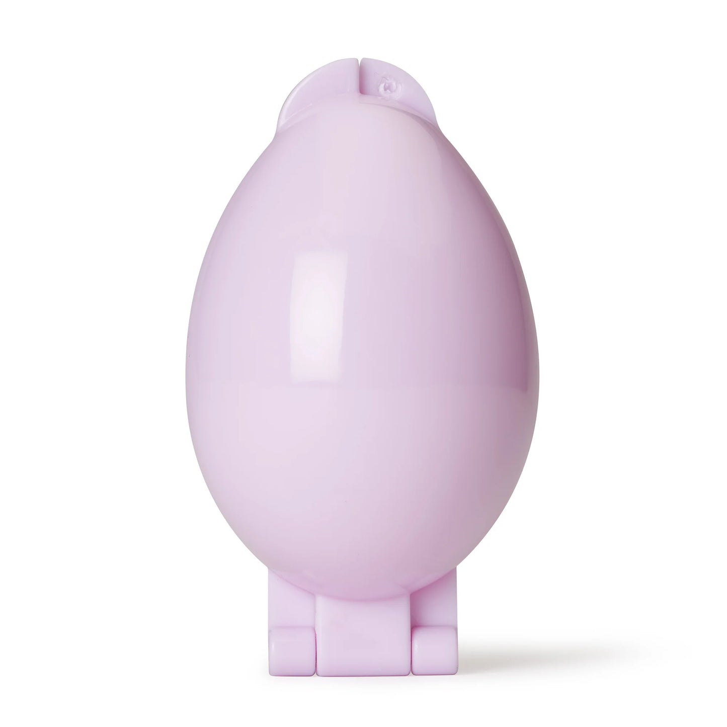 Closed egg-shaped cake pop mold in pastel purple, made from glossy food-grade plastic, designed for smooth and uniform shaping.