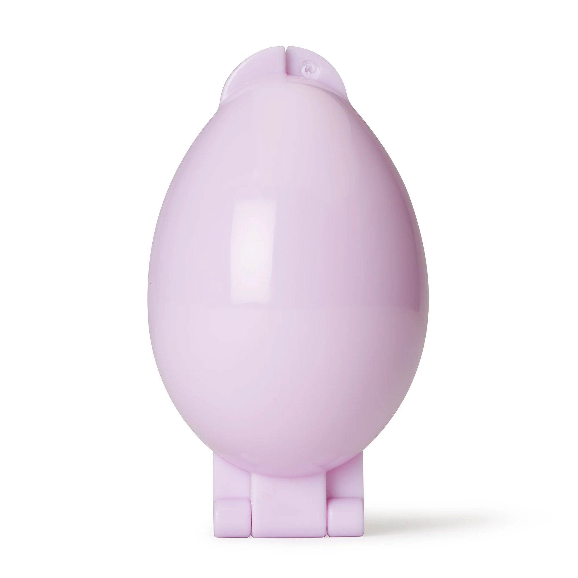 Closed egg-shaped cake pop mold in pastel purple, made from glossy food-grade plastic, designed for smooth and uniform shaping.