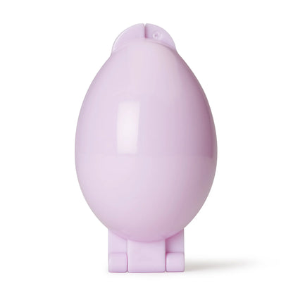 Closed egg-shaped cake pop mold in pastel purple, made from glossy food-grade plastic, designed for smooth and uniform shaping.