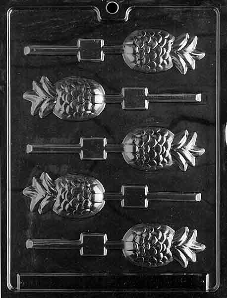 PINEAPPLE Lollipop mold featuring pineapple design for chocolate lollipops.